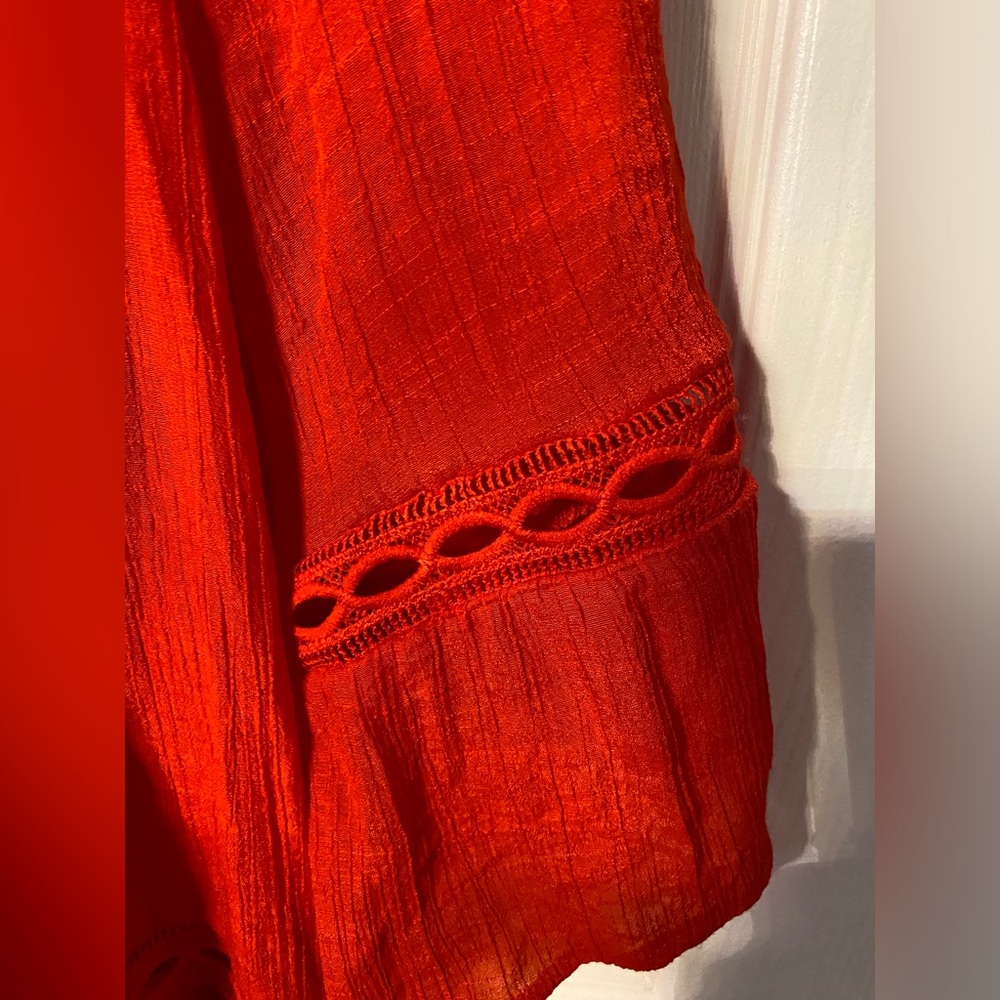 Zac & Rachel Red Blouse with Ruffle Hem - Picture 2 of 6